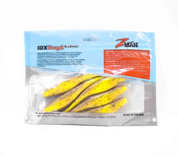 Zman Soft Lure Jerk ShadZ Geparfumeerde 5 Inch 5/Pack Gekneusde Banaan (5667)