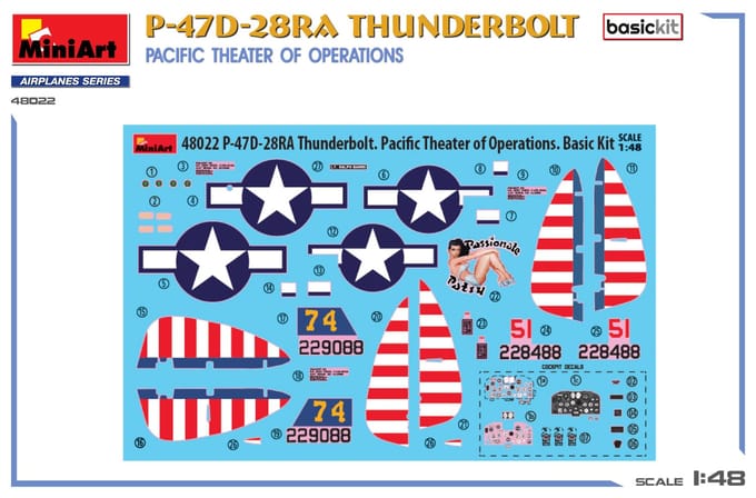 MiniArt Modelbouwpakket Vliegtuigen - 48022 P-47D-28RA Thunderbolt Vliegtuig - Pacific Theater of Operations - Basic Kit Plastic - 1:48 - Modelbouw