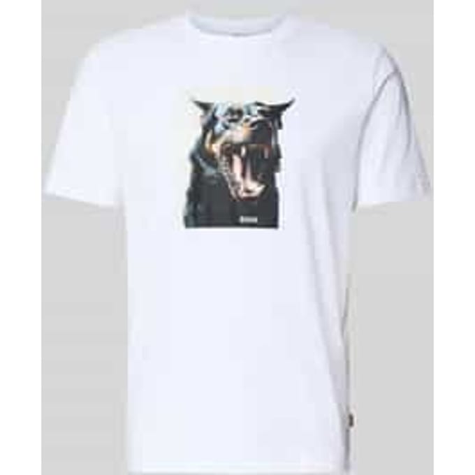 Slim fit T-shirt van puur katoen, model 'TE_DOBERMANN'