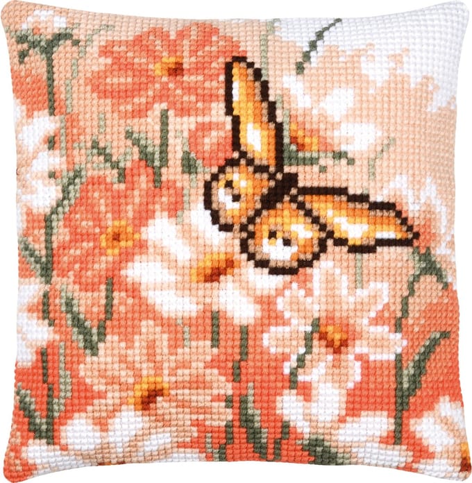 Vervaco - Kruissteekkussen kit Vlinder tussen bloemen - PN-0203675