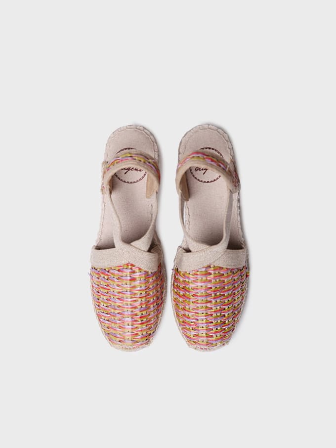 Vegan espadrilles voor dames van veelkleurig raffia | TERRA-CS