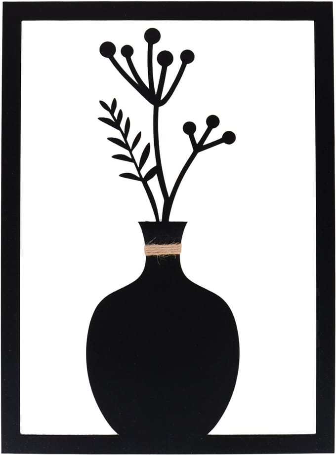 UNUS® Wanddecoratie bloemenvaas Mila groot zwart metaal
