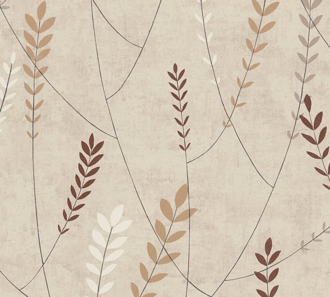 TAKJES EN BLADEREN BEHANG | Grafisch - Beige Bruin Grijs - A.S. Création Nordic Feeling