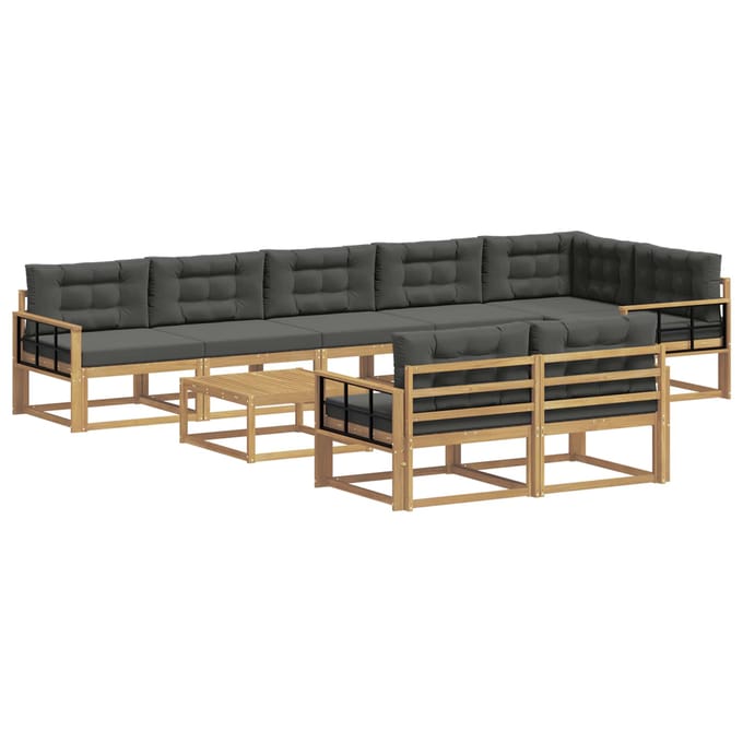 vidaXL - Buiten - bank - set - 9 - st - Wit - en - antracietkleurig - Polyester