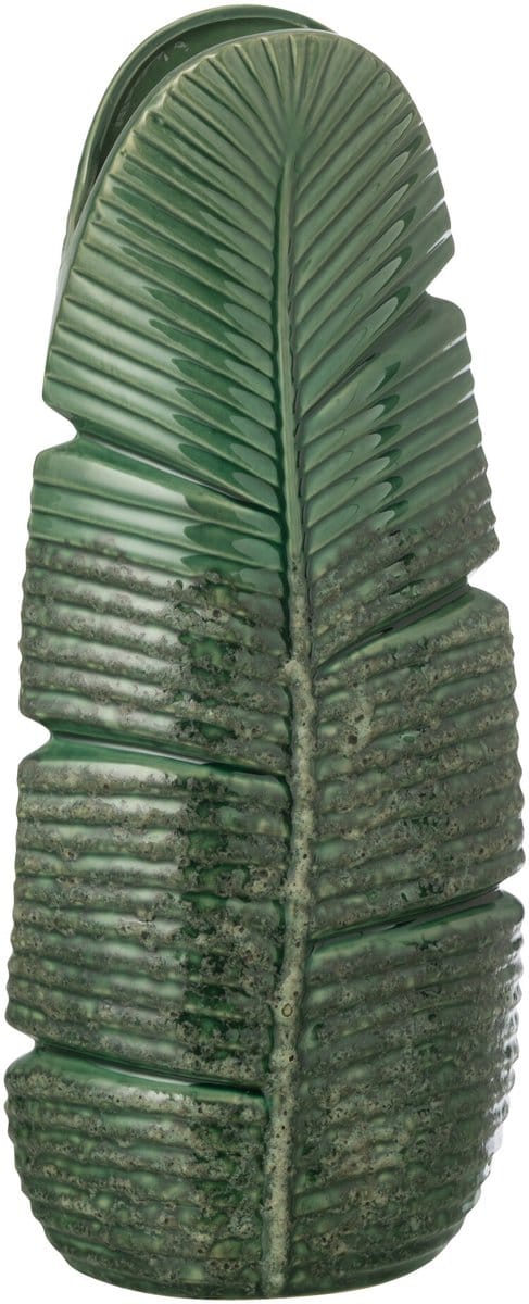 J-Line vaas Blad - steengoed - groen - small