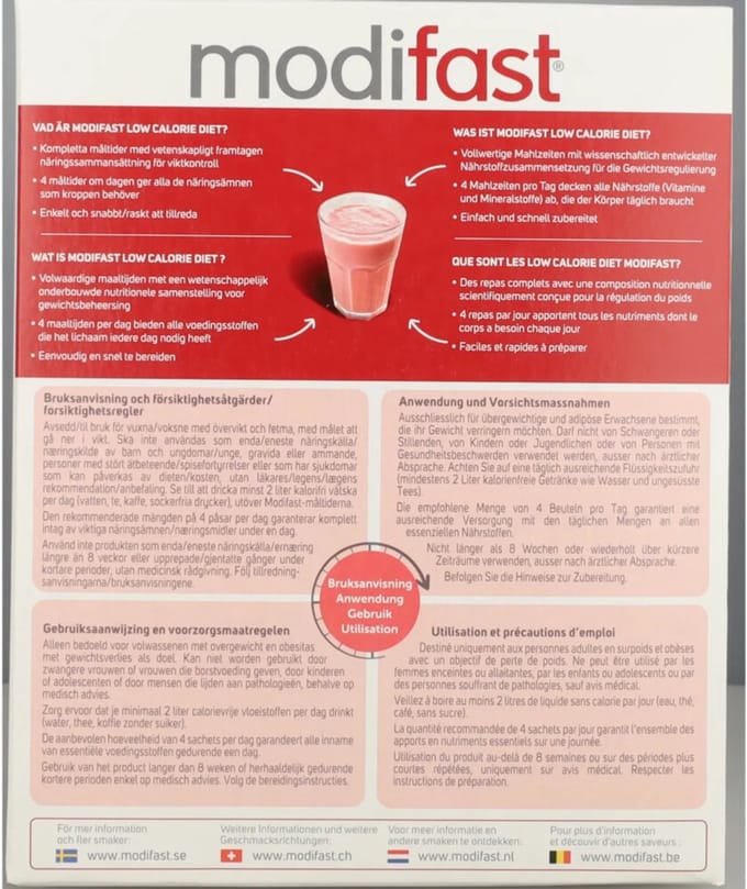 Modifast Weight Control Milkshake Raspberry - 4 x 8 x 55 gr - Voordeelverpakking