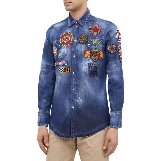 DSQUARED2 effectief herenshirt effect denim shirt -50% - Maat: IT50 gray