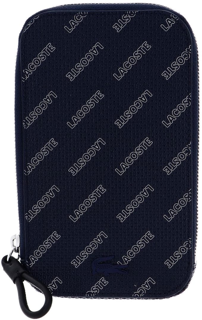 LACOSTE Leren Koppeling Schoudertas Chantaco Seasonal Vertical Phone Clutch Eclipse Blanc Noir Blauw