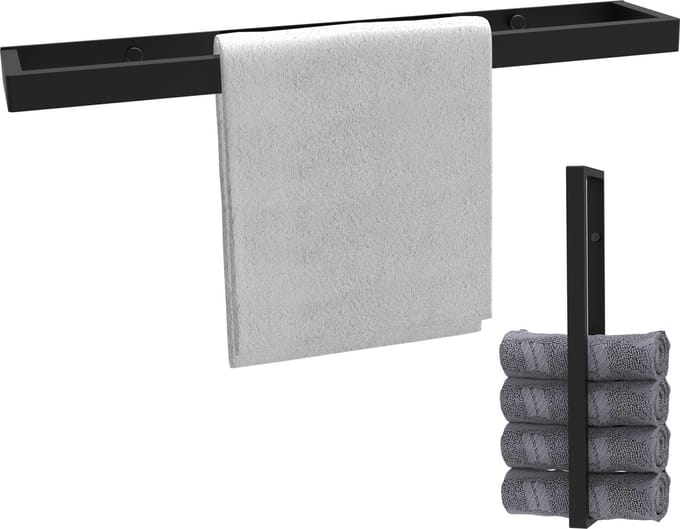 Via Fectio® Handdoekhouder 40 cm - Met Boren - Mat Zwart - Handdoekrek