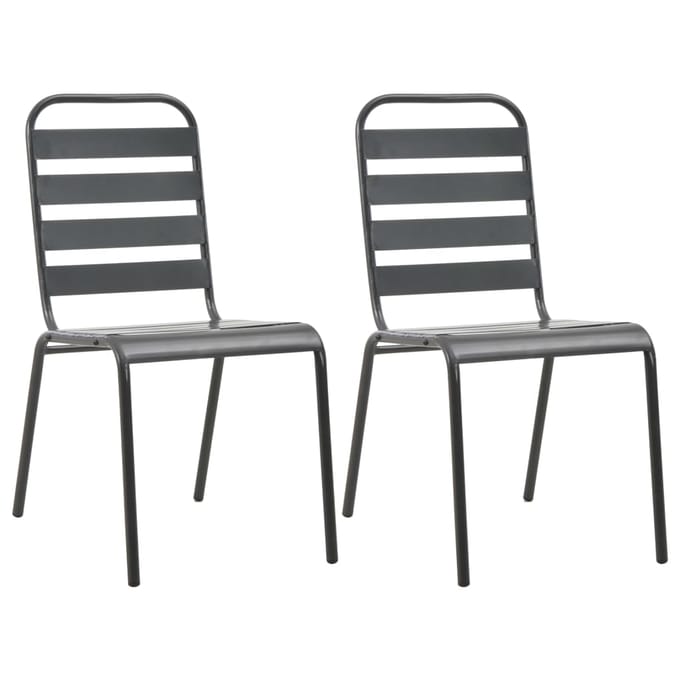 vidaXL - Tuinstoelen - stapelbaar - 2 - st - staal - grijs
