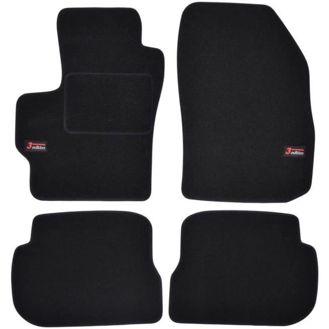 Vloermatten - Logo - Mazda 3 - Zwart Velours - 4 stuks - Nauwkeurige pasvorm