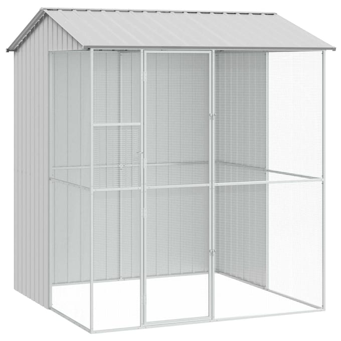 vidaXL Vogelkooi Grijs 215 x 210 x 247 cm Gegalvaniseerd staal