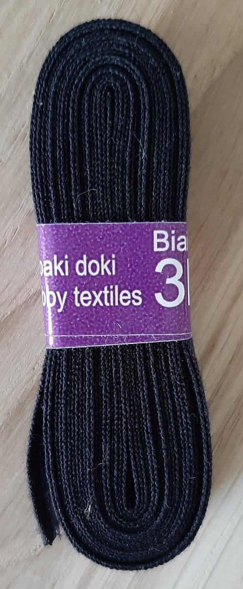 Oaki Doki biaisband - Zwart biesband van 1 cm breed voor kleding en afwerking - 3 meter
