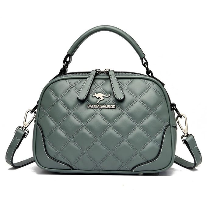 Modieuze Diamantvormige Dameshandtas Dubbele Rits Effen Kleur Retro Schoudertas voor Dames gray