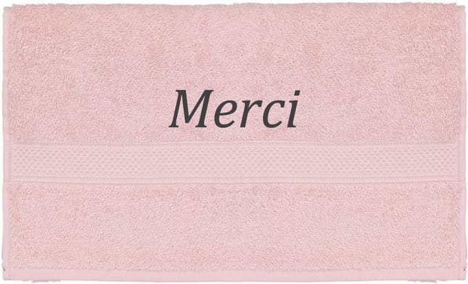 Handdoek - Merci - 100x50cm - Roze