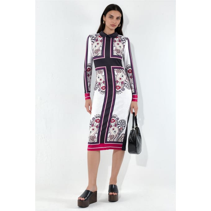 Geprinte Bodycon Midi Jurk
