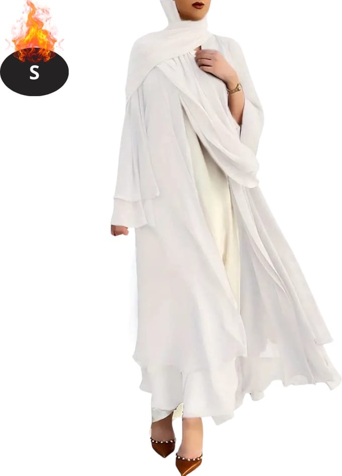 Nivard Islamitische Kleding - Djellaba Dames - Moslim Kleding - Arabisch Dames Kaftan - Alhamdulillah - Wit S