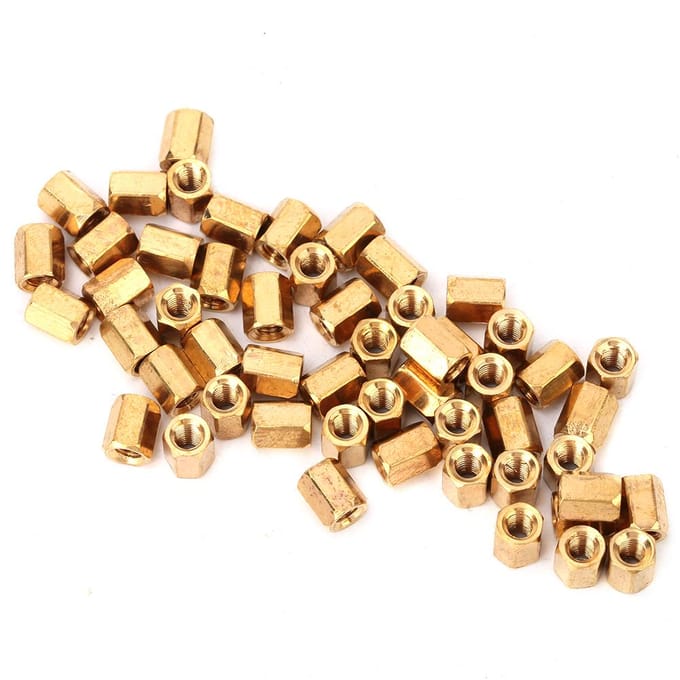 50 stuks messing M3*6mm holle dubbele pas printplaat afstandshouder zeskant spacer