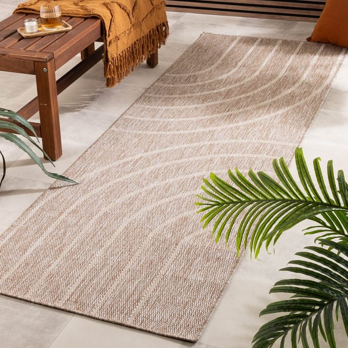 FRAAI In- & Outdoor loper - Sierra Curves Beige/Creme - 80x200cm