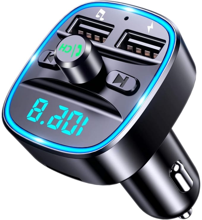 EXCITAT Autolader - Bluetooth FM-zender - Bluetooth-autoadapter - Autoradio FM-zender - auto accessories - Met handsfree bellen - 2 USB-poorten