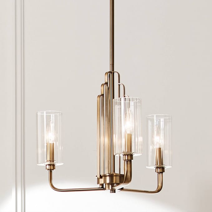 Kichler LED Kroonluchter | 3X E14 Max 40W | Dimbaar | Brushed Natural Brass