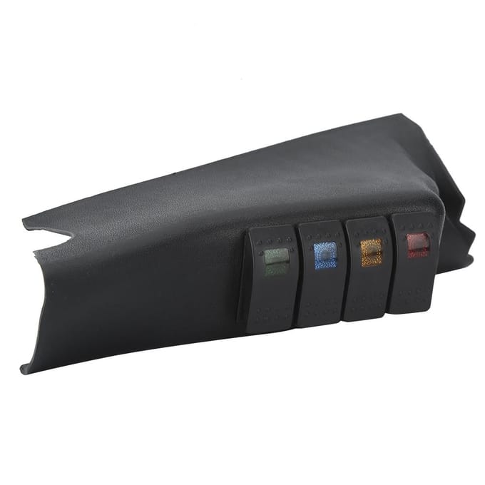 Panneau de commande combiné à interrupteurs à bascule A-Pillar Off-Road 4 bascules Compatible avec Jeep Wrangler JK 2011 2017 gray