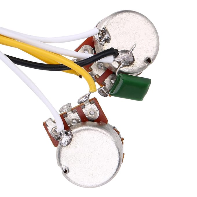 2 Volume 1 Toon 1 Jack 500K Potmeters 3-weg Schakelaar Bedradingsset voor JB Elektrische Gitaar Bas white