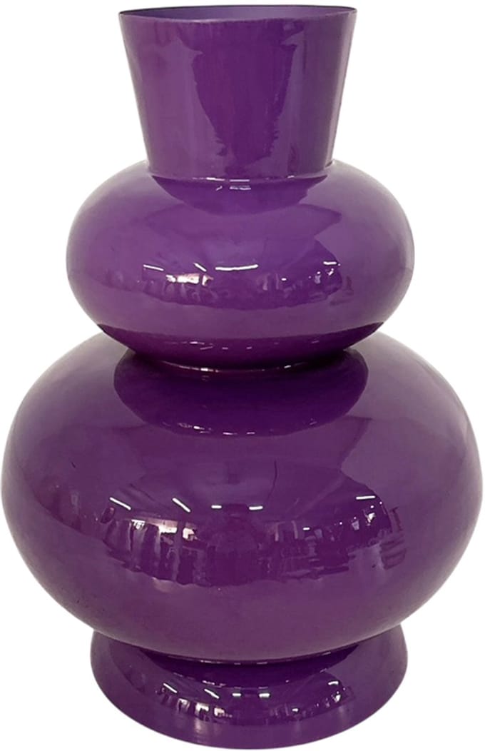 by Mooss - Enamel - Vaas - Paars - Purple - Small - 35 cm - Ã˜ 25 cm - Hoogglans - Metaal - Groot - Chique - Trendy - Hip - Eyecatcher - Decoratief - Emaille
