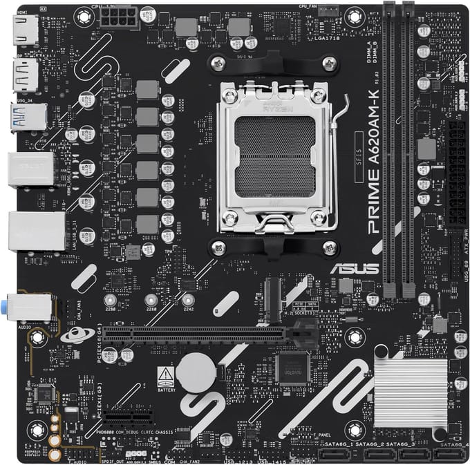 ASUS Prime A620AM-K - Moederbord - Socket AM5 - Micro-ATX - AMD A620A chipset