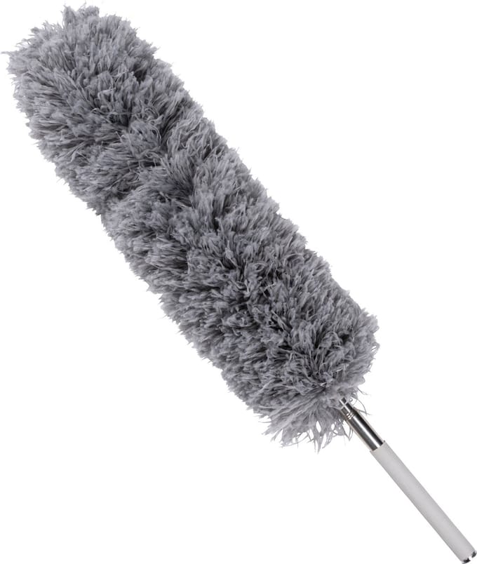 Lifetime Clean plumeau/duster XL - uitschuifbaar - synthetisch - grijs - 55-142 cm - stoffer/ragebol