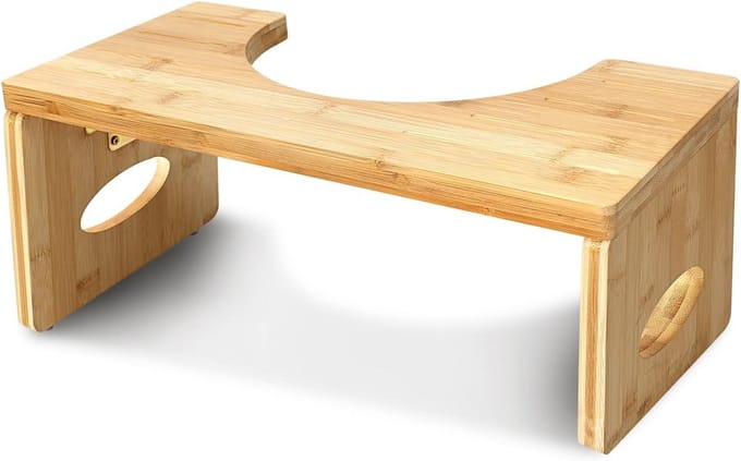 Opvouwbaar Krukje voor Toilethouding Verbetering - Antislip Bamboe Ontwerp