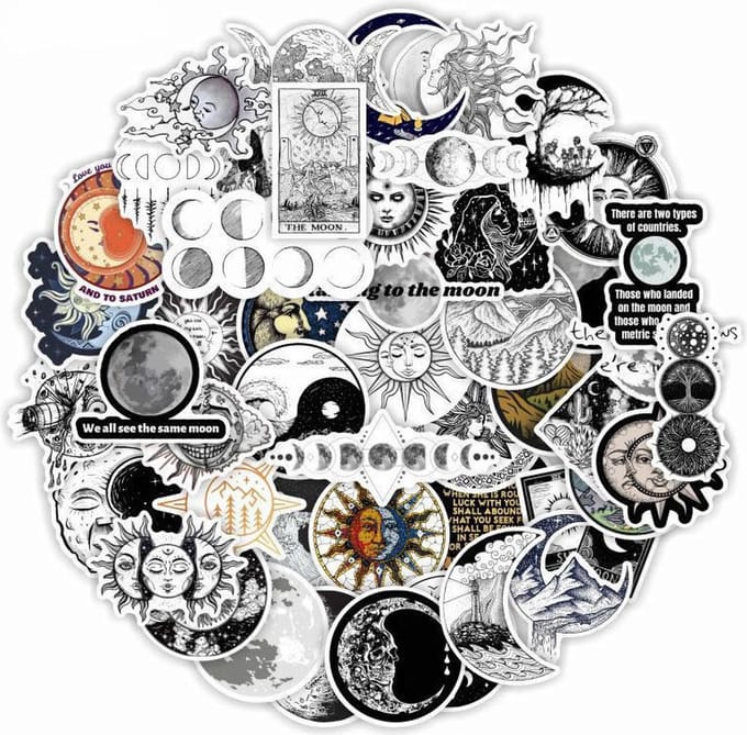 Winkrs | Maan Stickers | Zon, ruimte, nacht, planeten | 50 stuks