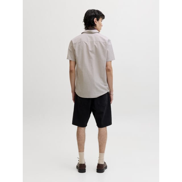 Breeze linen blend shirt regular fit korte mouw - popeline - beige (string)