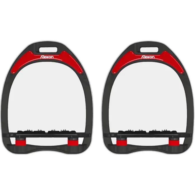 Aluminium stijgbeugels Plat Ultra-Grip Zwart/Zwart/Rood Flex-On