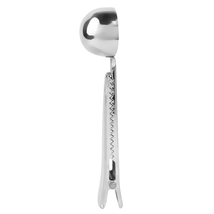 2-in-1 Roer- en Maatschep van Roestvrij Staal met Afsluitclip voor Keuken Cafe white