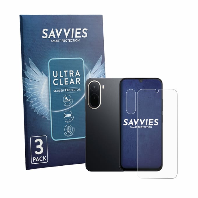 Savvies - Screenprotector voor Xiaomi Redmi A7 Pro (Voor+Camera) - Folie Beschermfolie transparant 6 Stuks