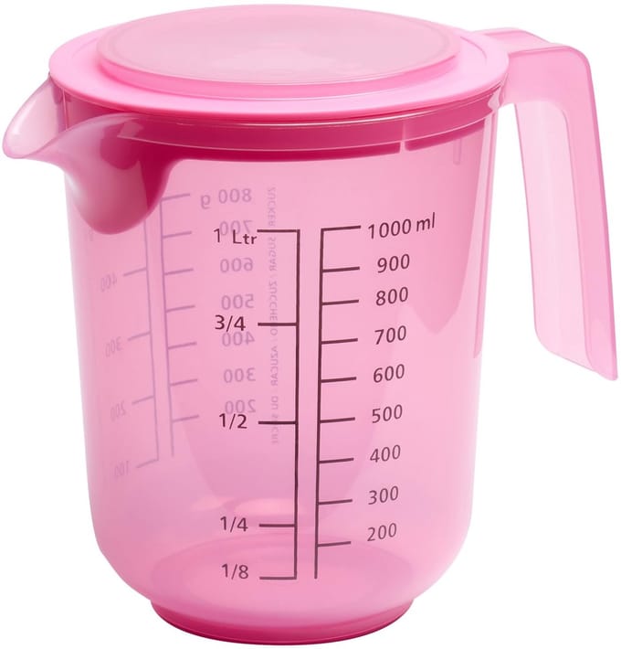 APS Maatbeker met deksel - 1 liter - kunststof polypropyleen - magnetronbestendig - Ø 12,5 cm