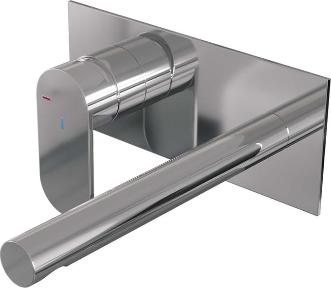 Brauer Chrome Edition inbouw wastafelmengkraan met rechte uitloop en afdekplaat model C2 chroom