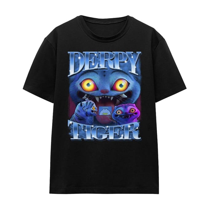 K-Pop Demon Hunters Dames Derpy Tiger T-Shirt (Zwart)