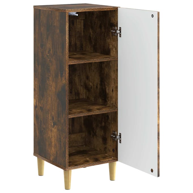 vidaXL - Dressoir - Gerookt - eiken - 33 - x - 34,5 - x - 90 - cm - Bewerkt - hout