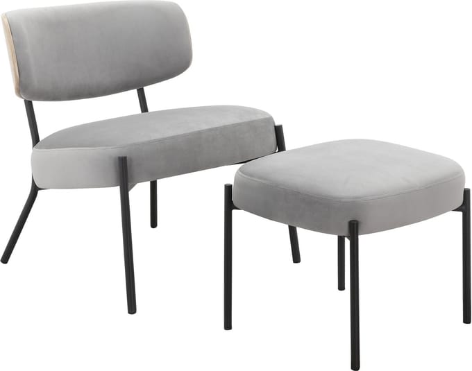 Jerry-Loungestoel & Kruk - Lichtgrijs
