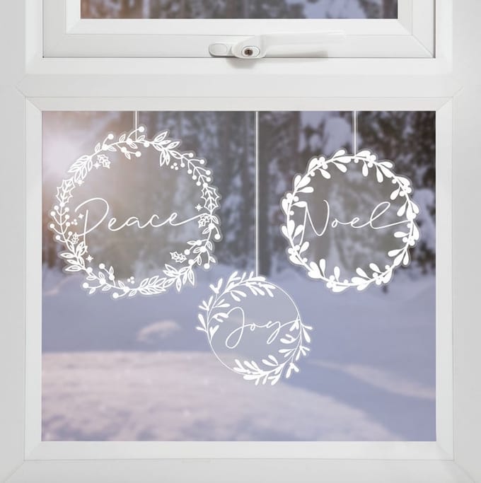 Ginger Ray - Rustic Christmas - Raamsticker Kerstkransen - 3 stuks