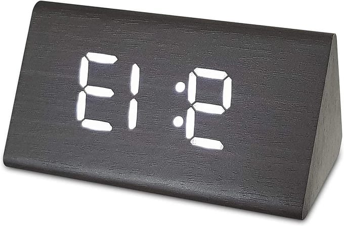Digitale Wekker - Nachtkastje Klok - Wakker Worden - Dimbaar Display - Groot Display - Houtkleur