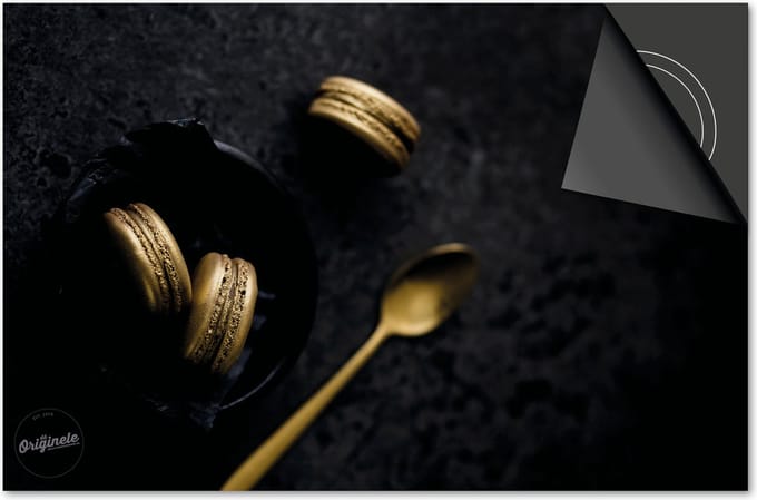 Inductie beschermer 71x52 - afdekplaat inductie mat - Dietrix Kookplaat beschermer - Base - Black en Gold - Macarons