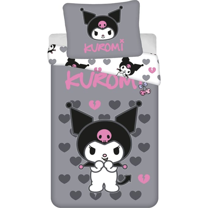 Hello Kitty & Friends Dekbedovertrek Kuromi Hearts - 140 x 200 cm / 70 x 90 cm - Katoen