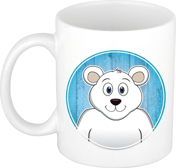 IJsbeer mok - wit - keramiek - 300 ml - kinder beker ijsbeer