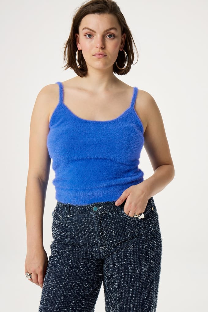 Fabienne Chapot Kate Top Bright Blue Maat: M | Mouwloze Tops Outlet | Dames | Blauw