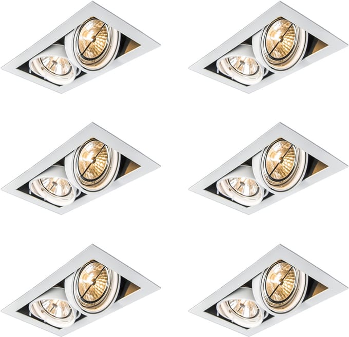 QAZQA Set van 6 Inbouwspot wit AR111 verstelbaar 2-lichts - Oneon