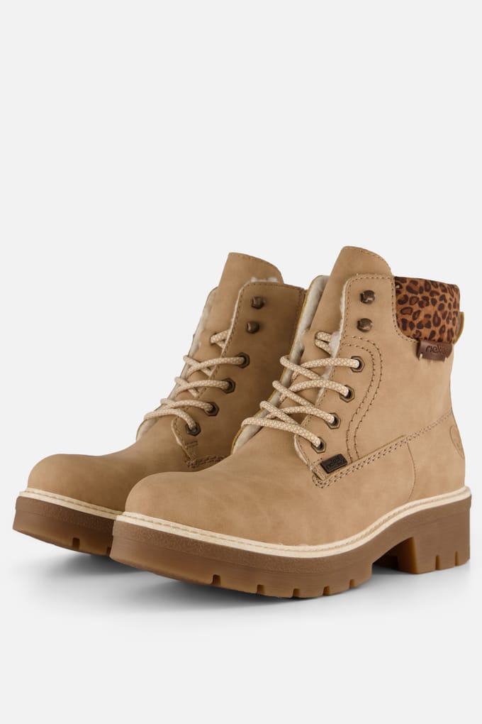 Rieker dames veterboot - Beige multi - Maat 41