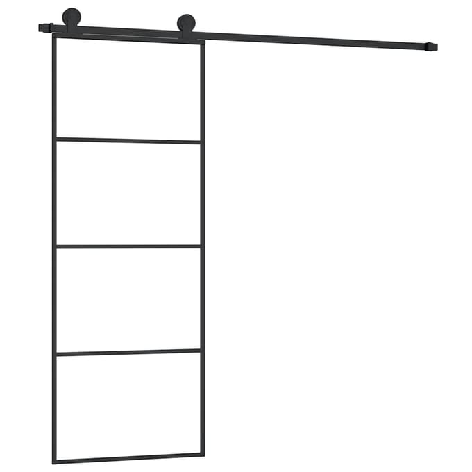 vidaXL - Schuifdeur - met - beslag - 76x205 - cm - ESG-glas - en - aluminium